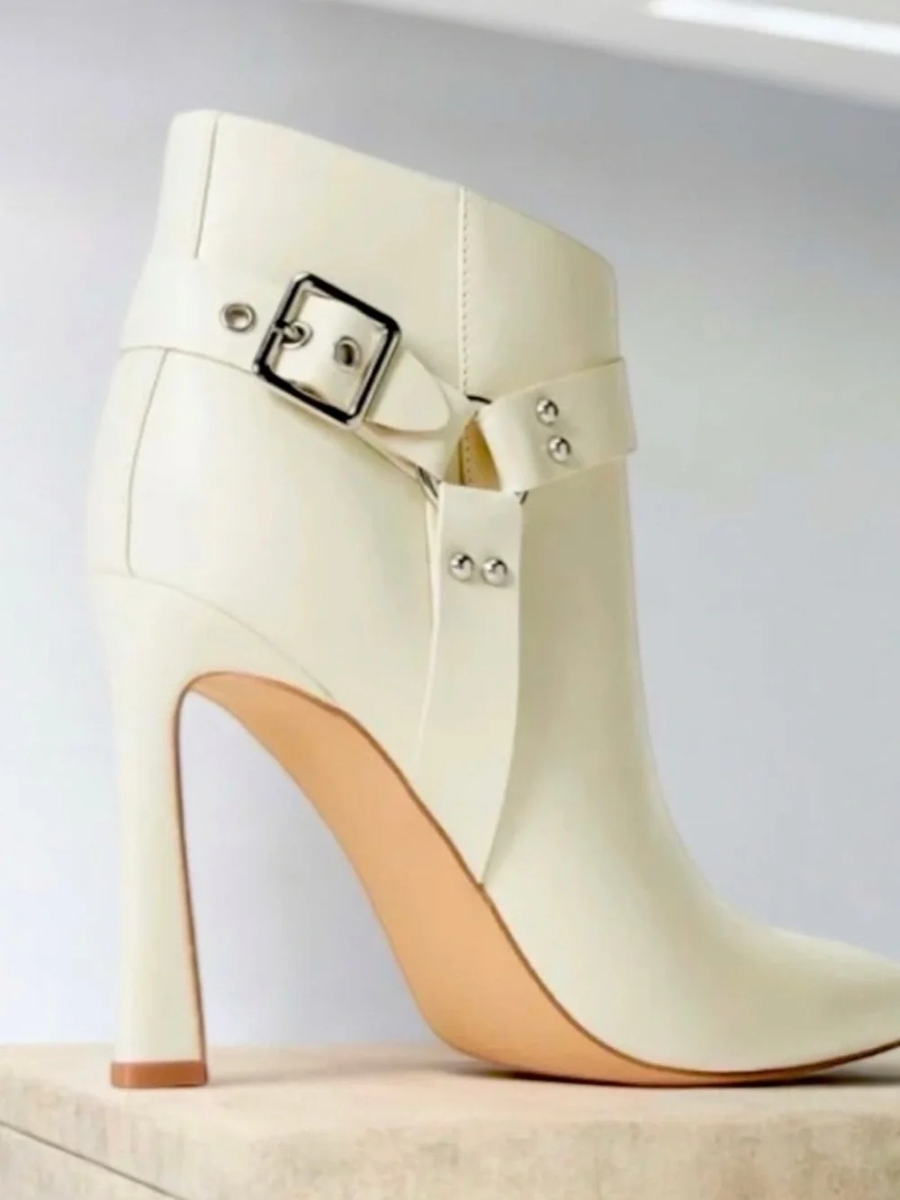 SHOE DAZZLE HENDRIX color Birch Pointed-Toe High-Heel Ankle Boots Size:8.5